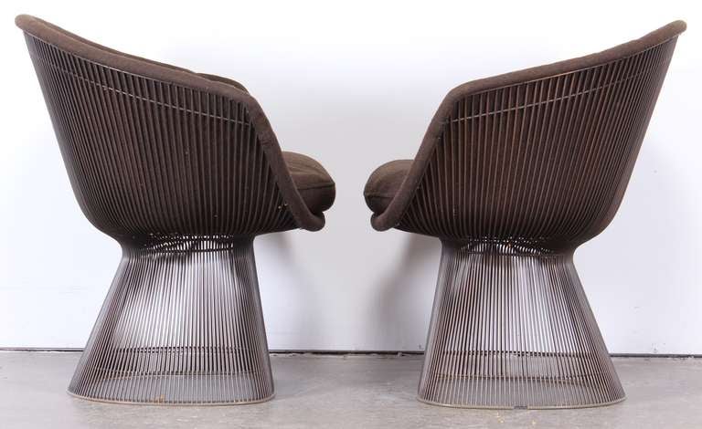 Foam Pair of Warren Platner Bronze Lounge Chairs for Knoll, 1971