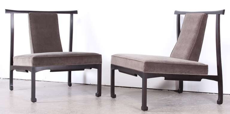 American Pair of James Mont Style Asian Lounge Chairs