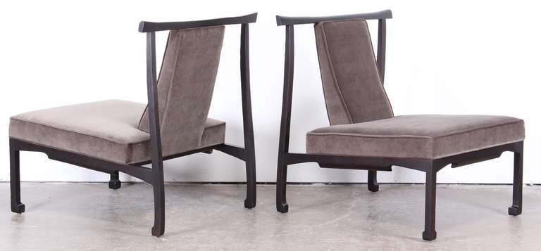 Mid-Century Modern Pair of James Mont Style Asian Lounge Chairs