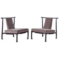 Pair of James Mont Style Asian Lounge Chairs