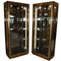 Pair of  Brass Vitrines Cabinets by Mastercraft