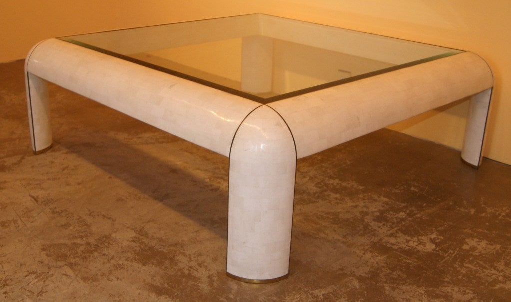 Tessellated Stone and Inlaid Brass Table by Maitland Smith