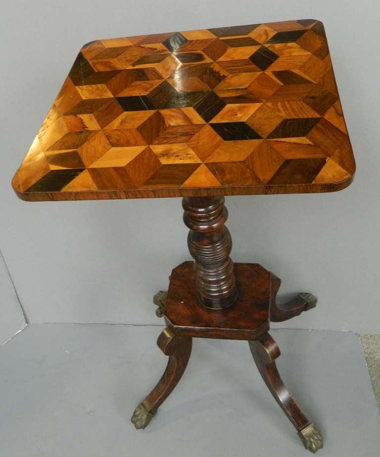 Mahogany Parquetry Top Antique Table