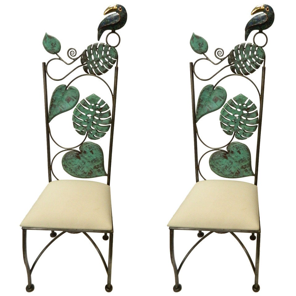 Pair Emilia Castillo Parrot Chairs For Sale