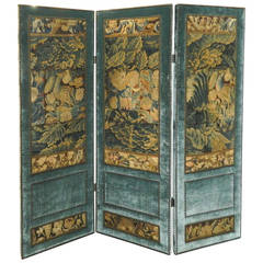 Antique Aubusson Three-Panel Screen