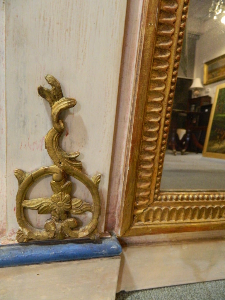 19th Century Diminutive French Trumeau Mirror For Sale