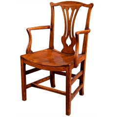 Used Six Georgian Yew Wood Armchairs