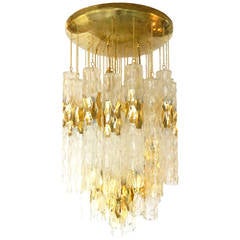 Murano Bamboo Clear and Gold Chandelier