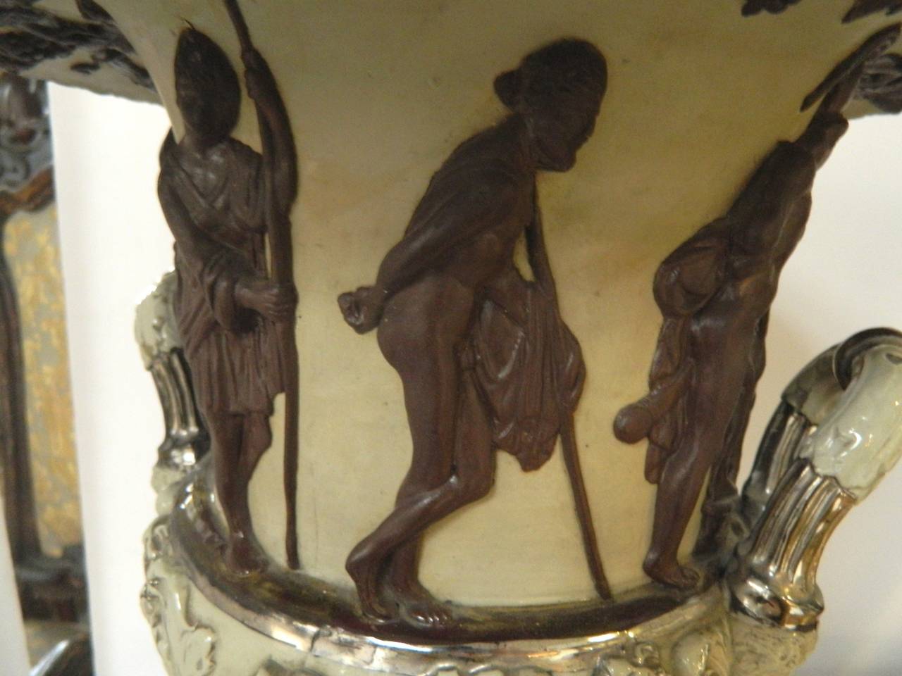 Large Stoneware Urn Figurial Greek Revival For Sale 2