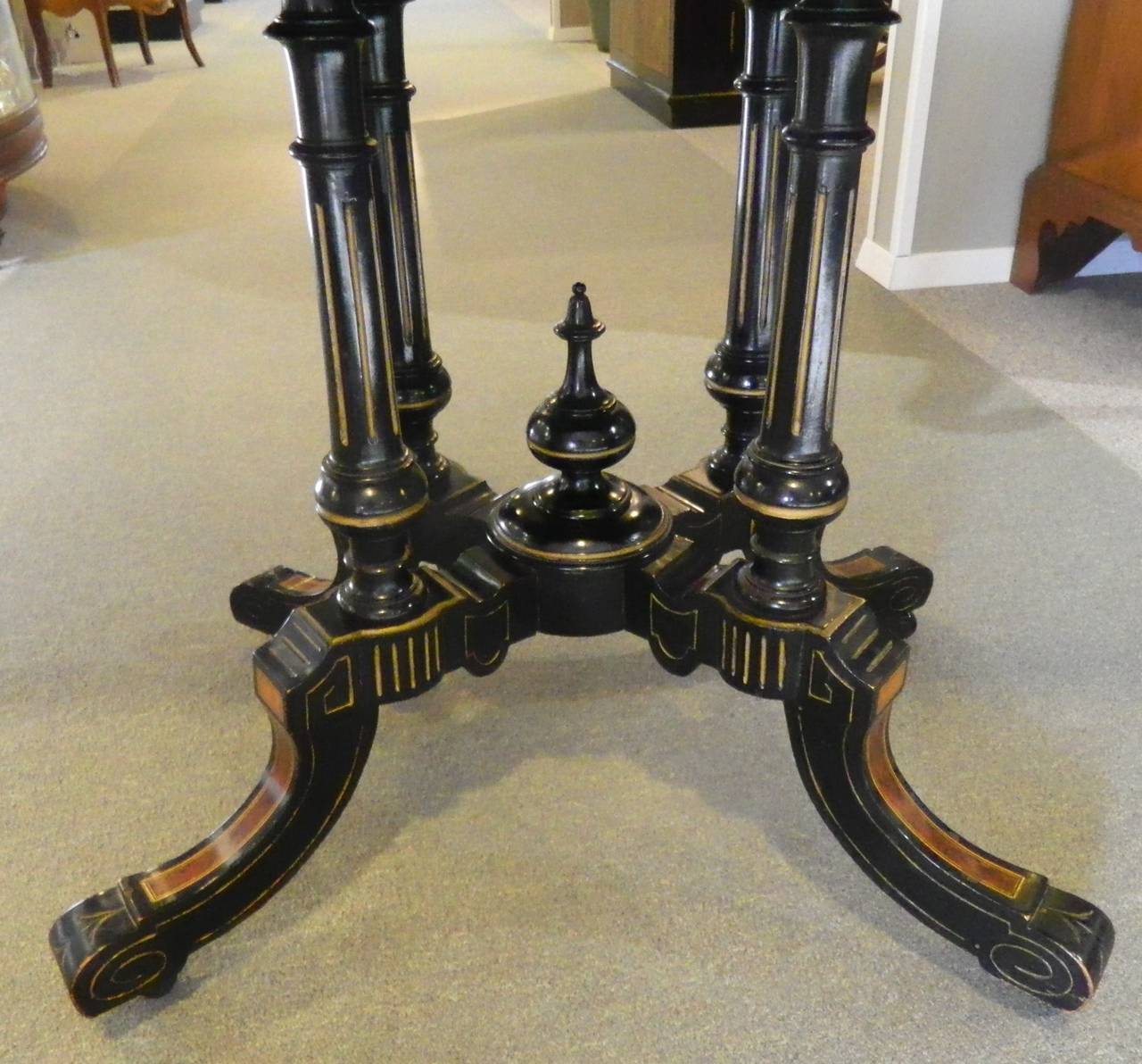 American Victorian Ebonized Card Table For Sale