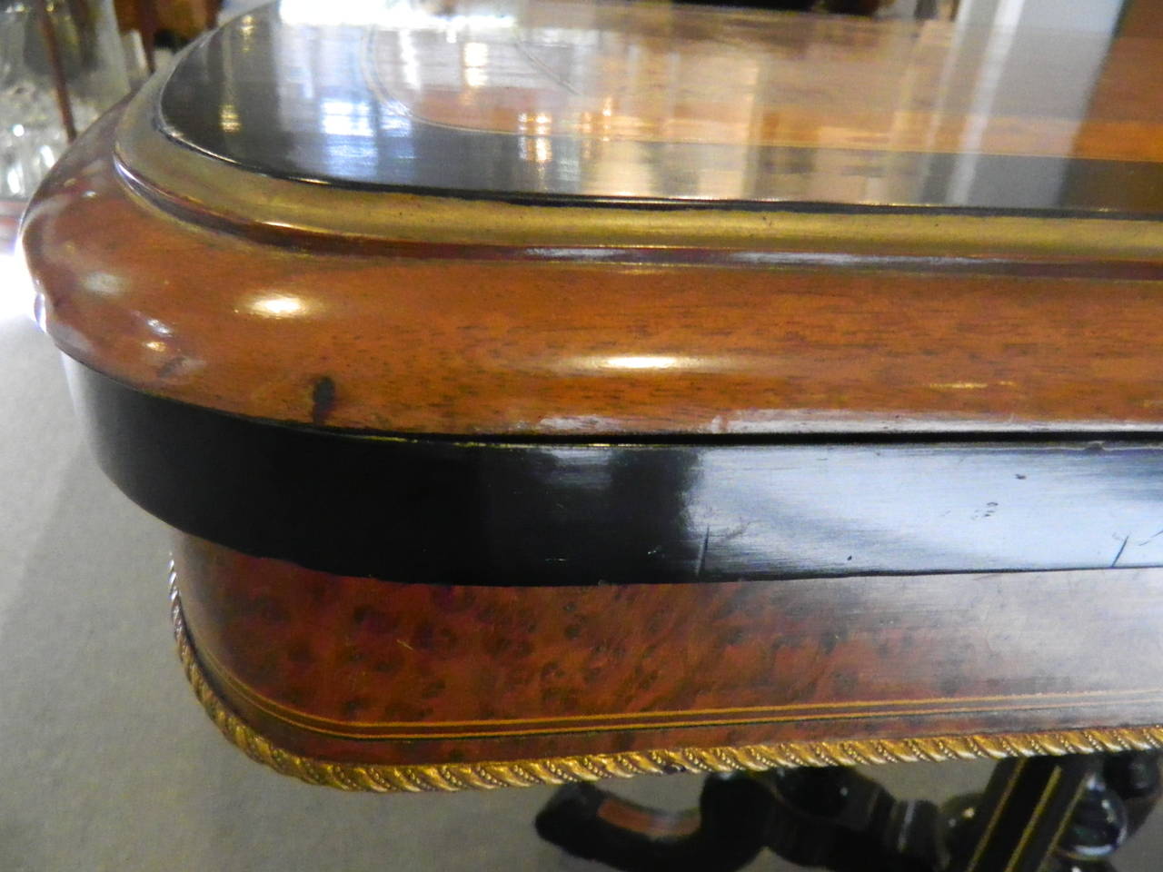 Victorian Ebonized Card Table In Good Condition For Sale In Houston, TX