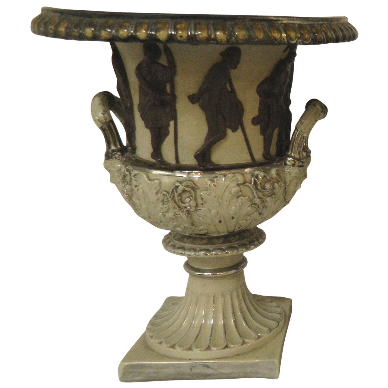 Large Stoneware Urn Figurial Greek Revival For Sale