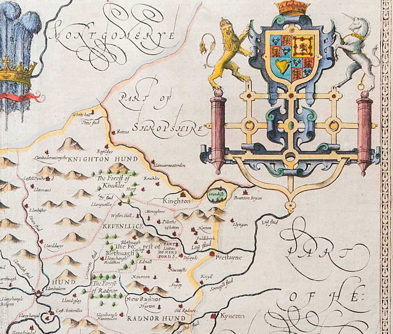 Other Map of Radnor, Wales, 17th Century For Sale