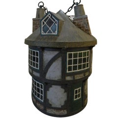 Large Tudor House Figural Hanging Light Fixture