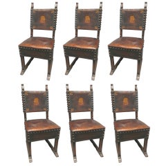 Six Spanish Colonial Style Side Chairs