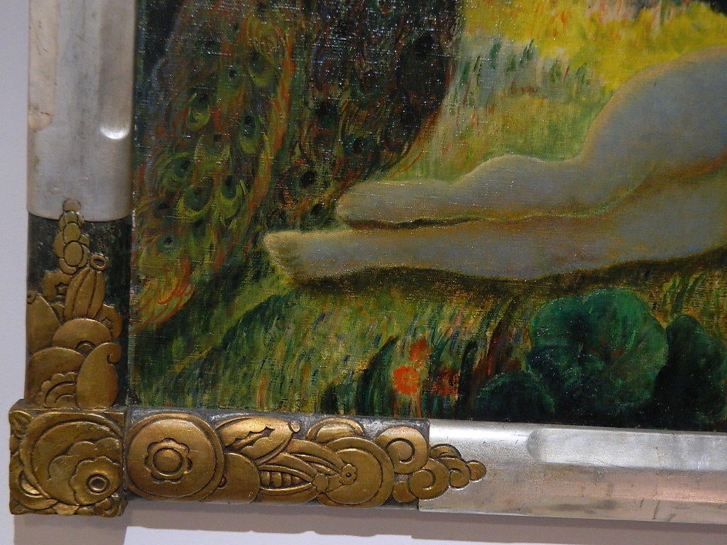 20th Century Art Deco Nymph and Satyr Oil on Canvas by Gustav Penzyna For Sale