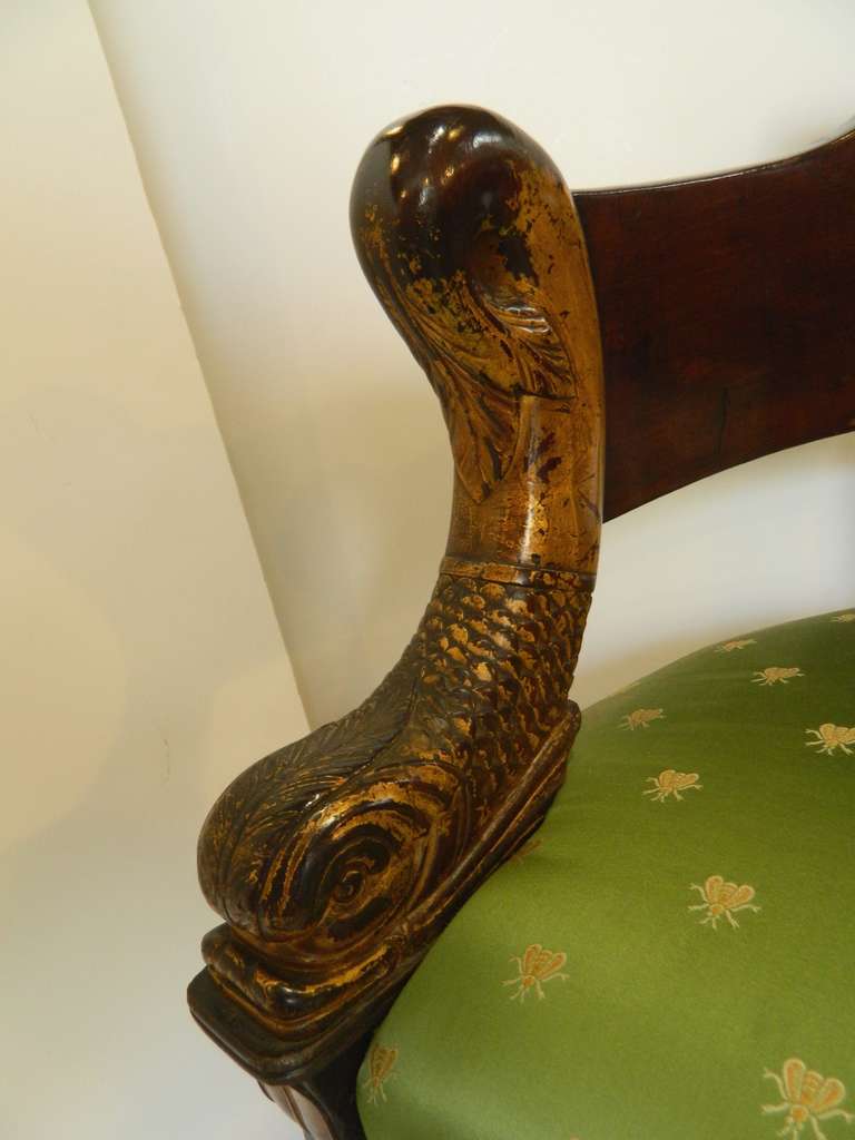 19th Century 1st Empire Dolphin Tub Chair For Sale