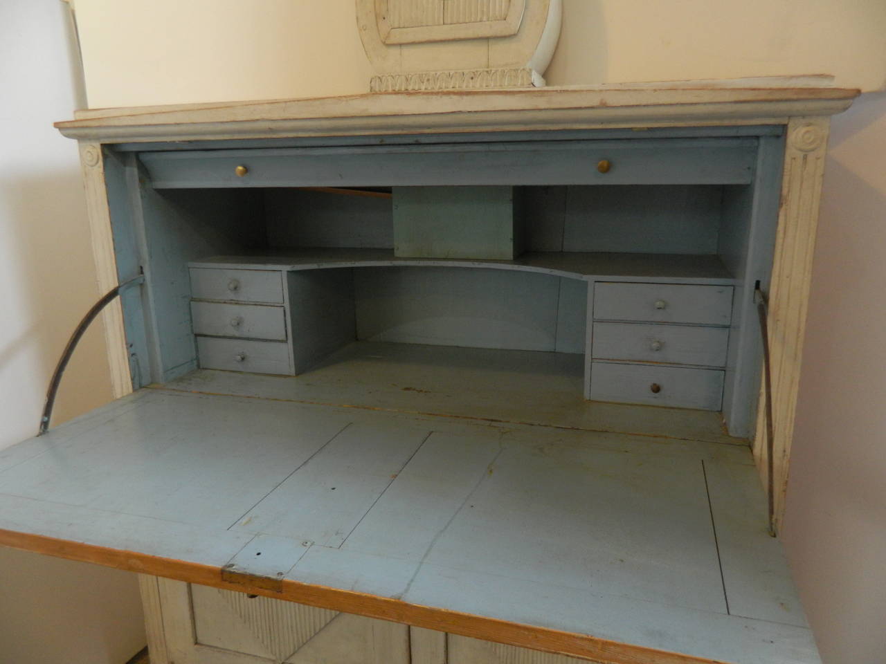 Gustavian Swedish Drop Front Desk and Clock