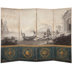 Neoclassical  Four Panel Screen Early 19th Century