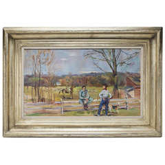 Oil on Canvas Painting of a Virginia Hunt Scene by Artist L. Bouche