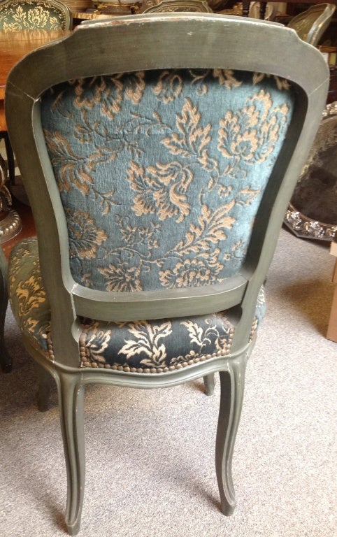 French Set of Eight Jansen Painted Chairs Louis XV Style For Sale
