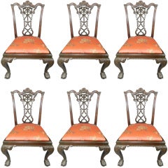 Six Antique Chippendale Style Chairs