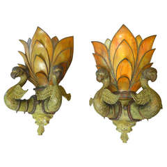 Art Deco Bronze Bird Light Fixtures