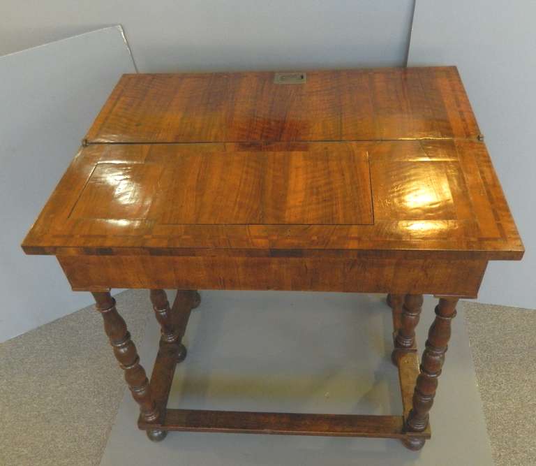 Walnut Antique Marquetry Decorated Italian Flip Top Table