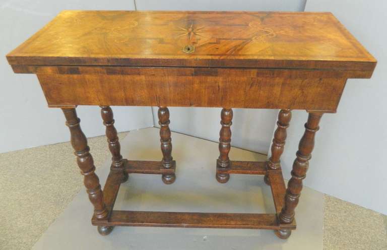 Antique Marquetry Decorated Italian Flip Top Table 3