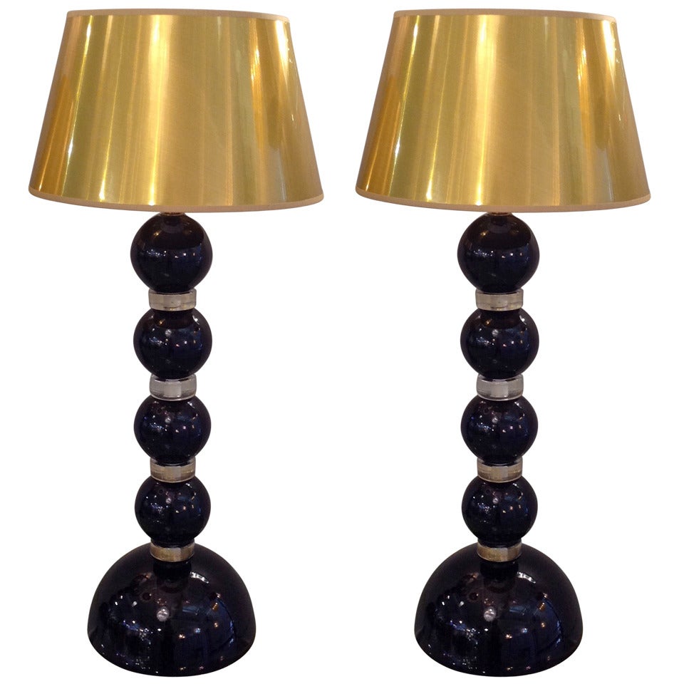 Pair of Alberto Dona Glass Lamps Signed For Sale