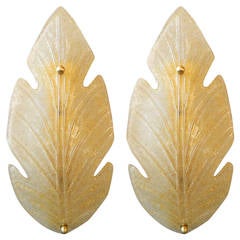 Pair of Barovier & Toso Leaf Sconces 