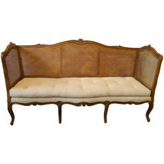 French Provincial Caned Back Walnut Settee
