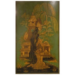Green Chinoiserie Wall Panel, England, 19th Century
