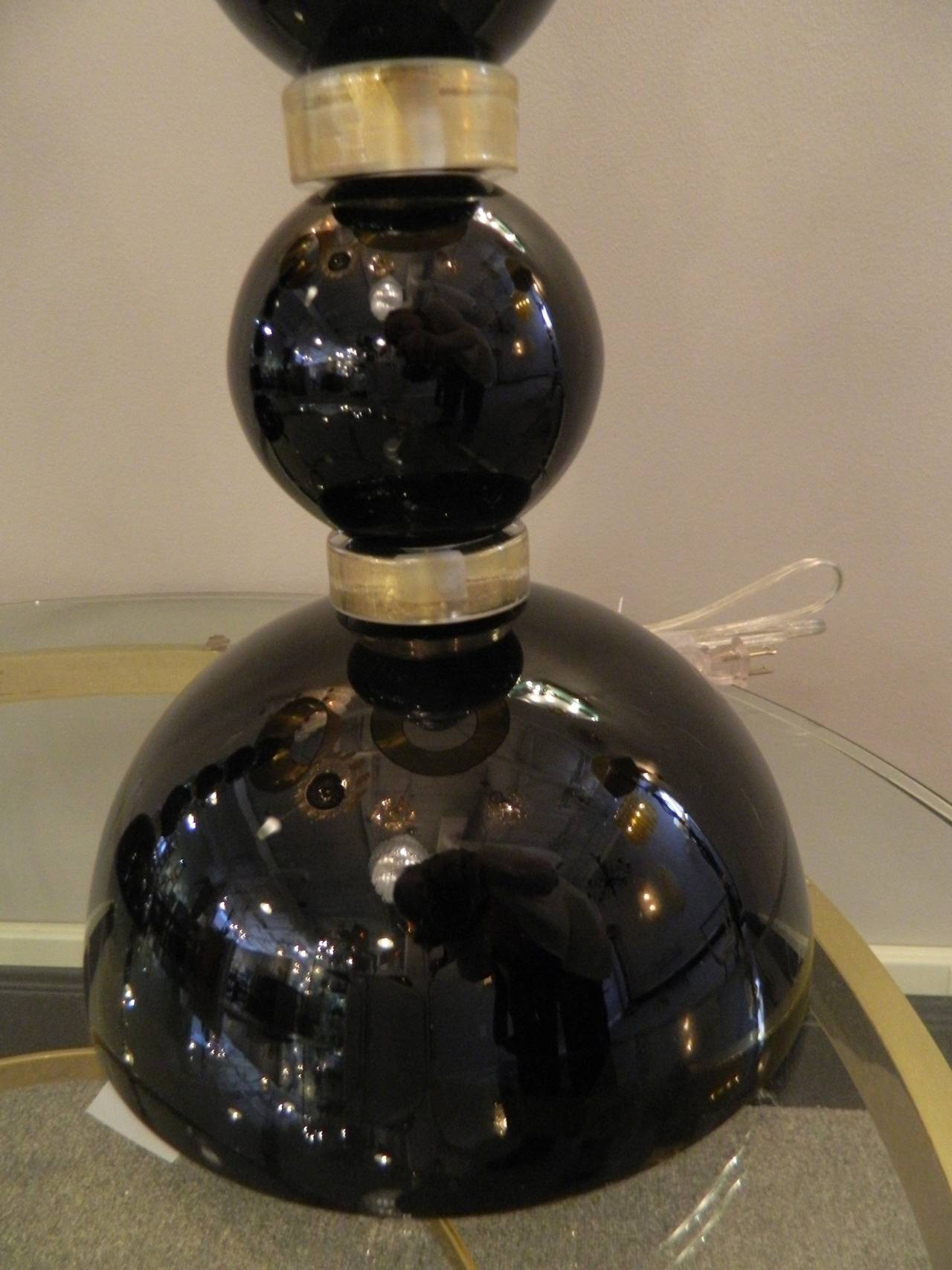 Pair of Alberto Dona Glass Lamps Signed In Excellent Condition For Sale In Houston, TX