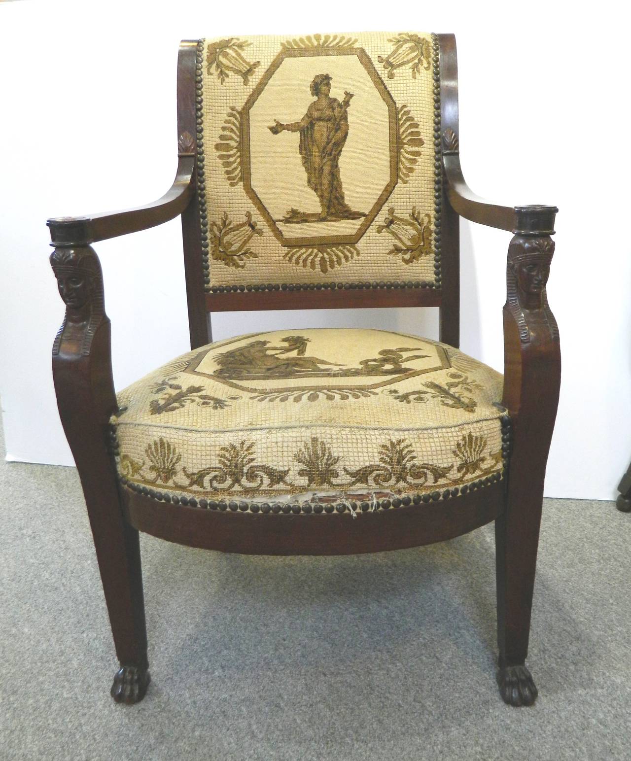 Pair of Greek Revival Armchairs, Early 19th Century In Excellent Condition For Sale In Houston, TX