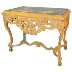 Ornate Carved Wood and Marble Console