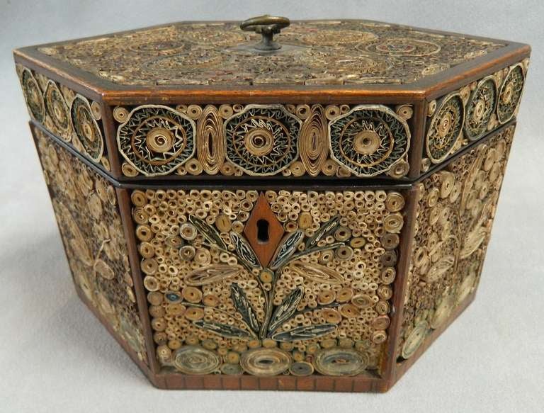 Scroll Paper Tea Caddy  Late 18th Century