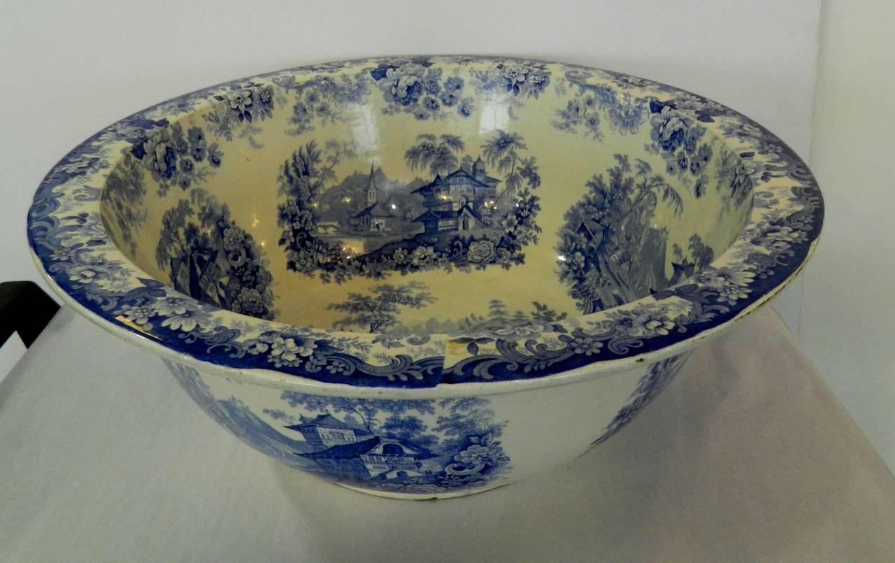 English Gigantic Staffordshire Punch Bowl For Sale