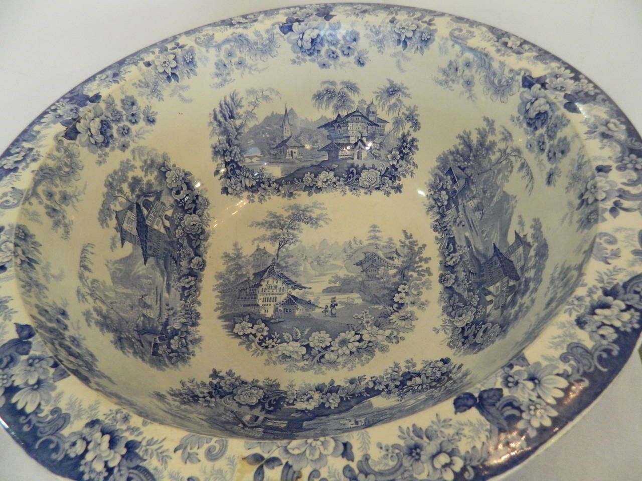 Gigantic Staffordshire Punch Bowl In Excellent Condition For Sale In Houston, TX