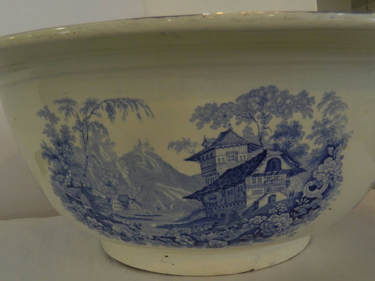 Pottery Gigantic Staffordshire Punch Bowl For Sale