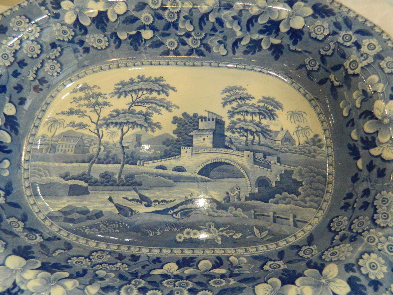 George III Huge Spode Blue Tower Pearlware 21