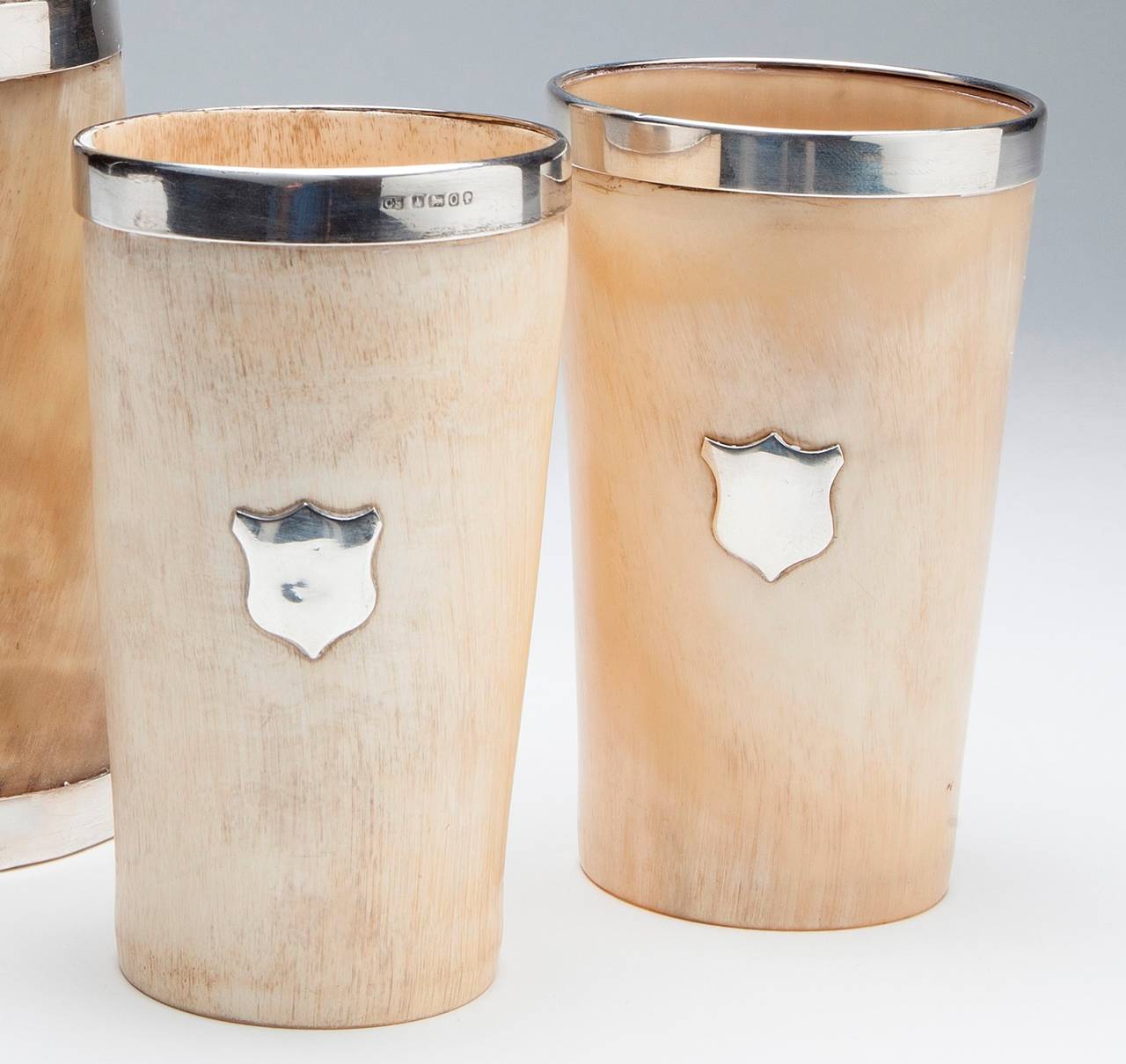 English Wine Set Horn and Sterling 1880s