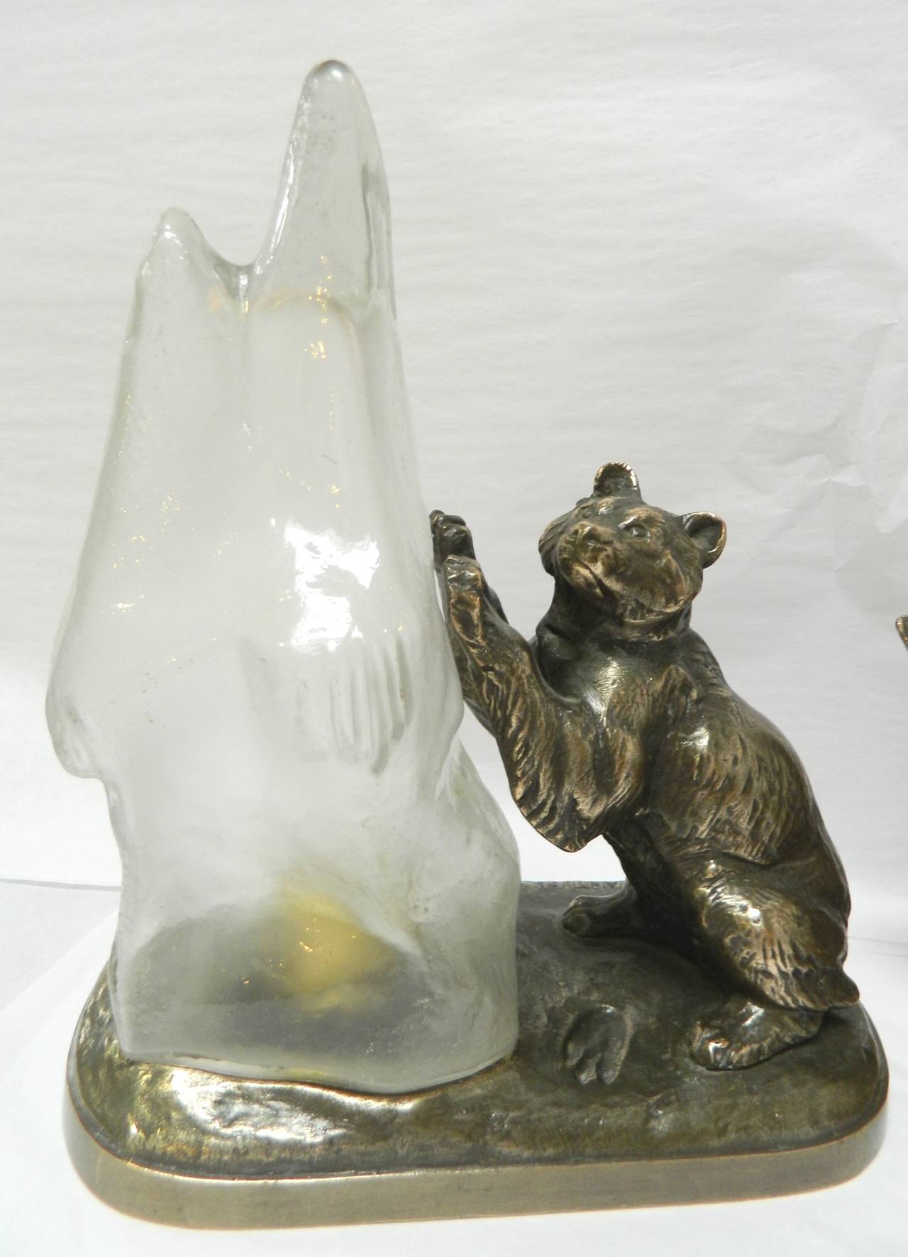 French Pair of Polar Bear and Iceberg Lamps For Sale