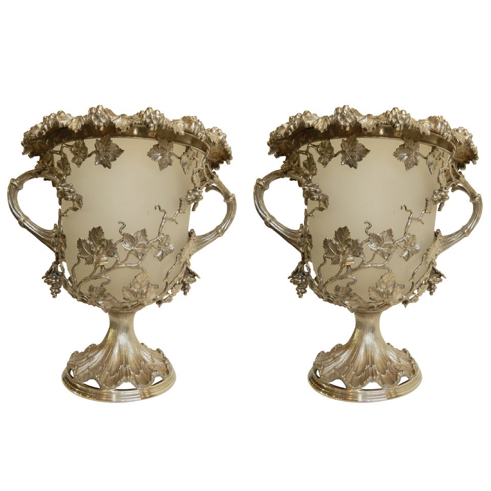 Pair of Wine Coolers Elkington Plate, 19th Century