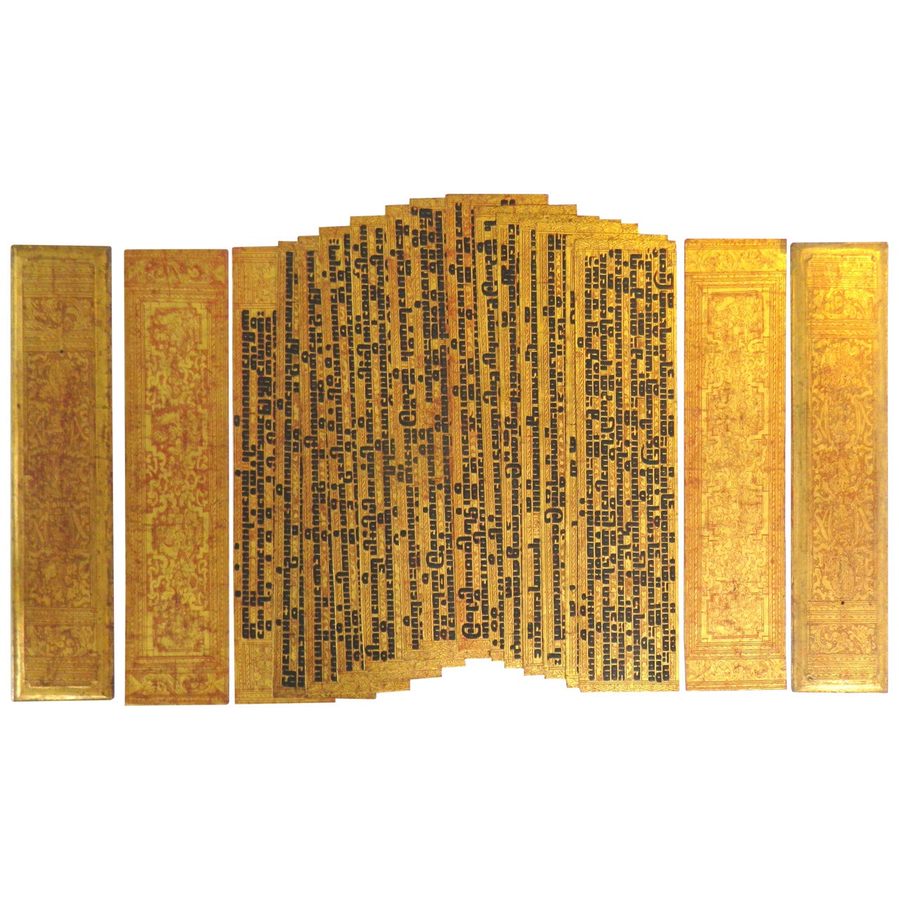 Burmese Buddhist Gilt and Lacquer Manuscript