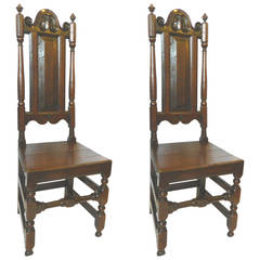 Pair of English Oak William and Mary Side Chairs