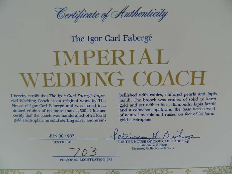 Imperial Wedding Coach Igor Carl Faberge' 4