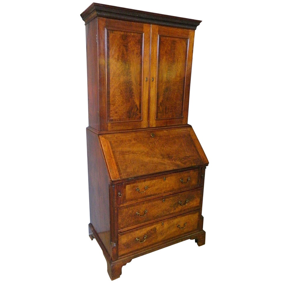 Antique English Georgian Style Secretary Bookcase Mahogany