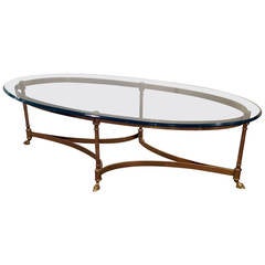 Oval Brass Coffee Table Mid-Century