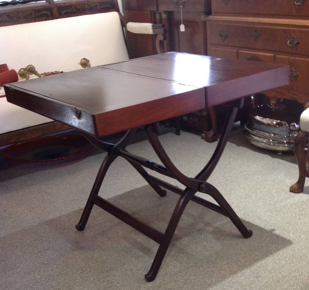 Mahogany Folding Desk or Table For Sale 4